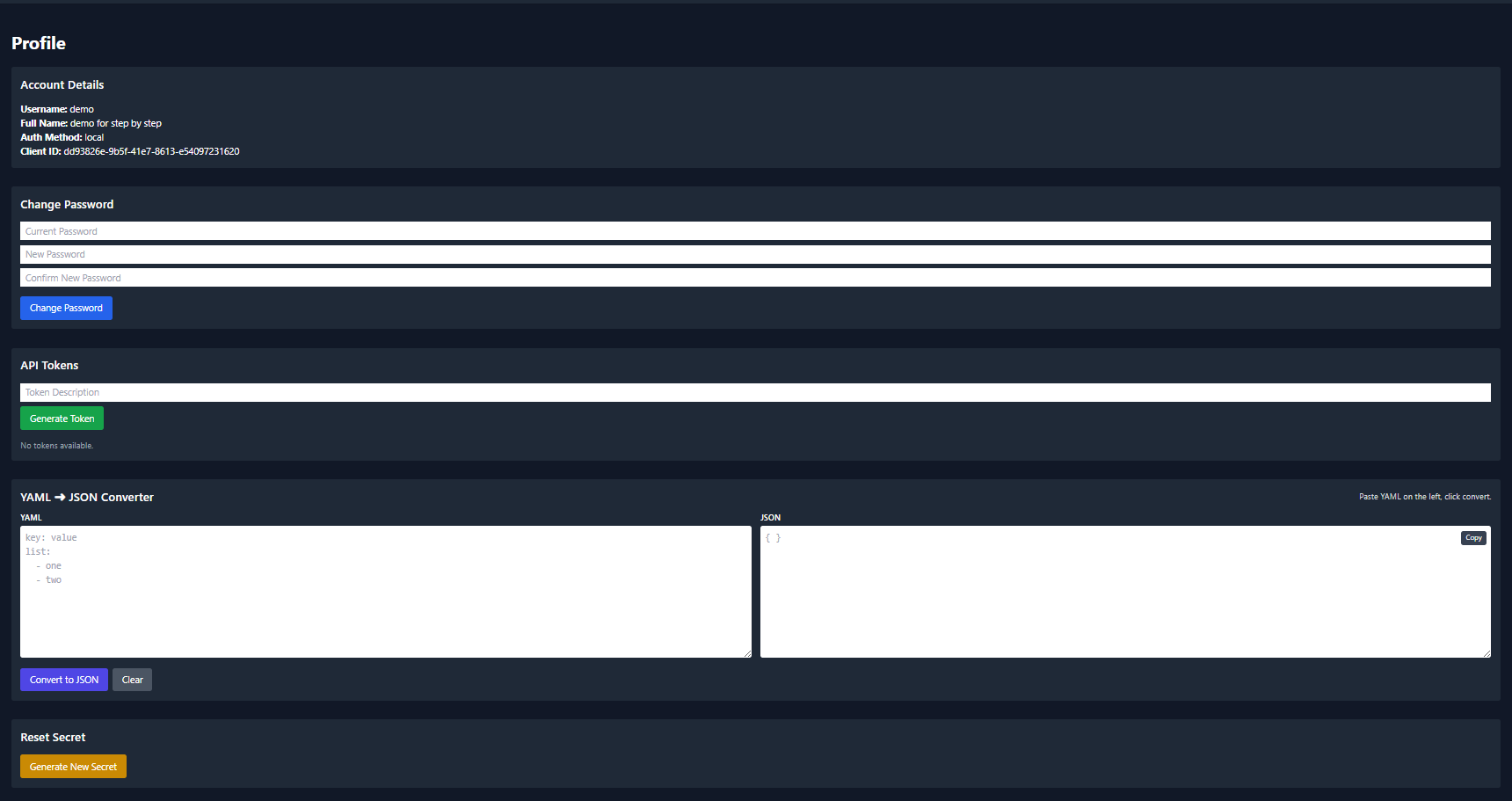 Main dashboard screenshot